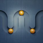 Yellow spheres over dark concrete background.